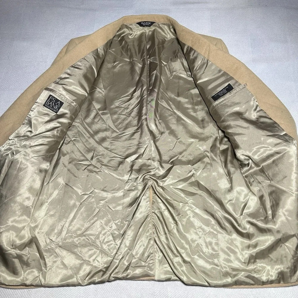 Jos A‎ Bank Blazer Mens 44L Tan 100% Camel Hair Two Button Sports Coat Jacket